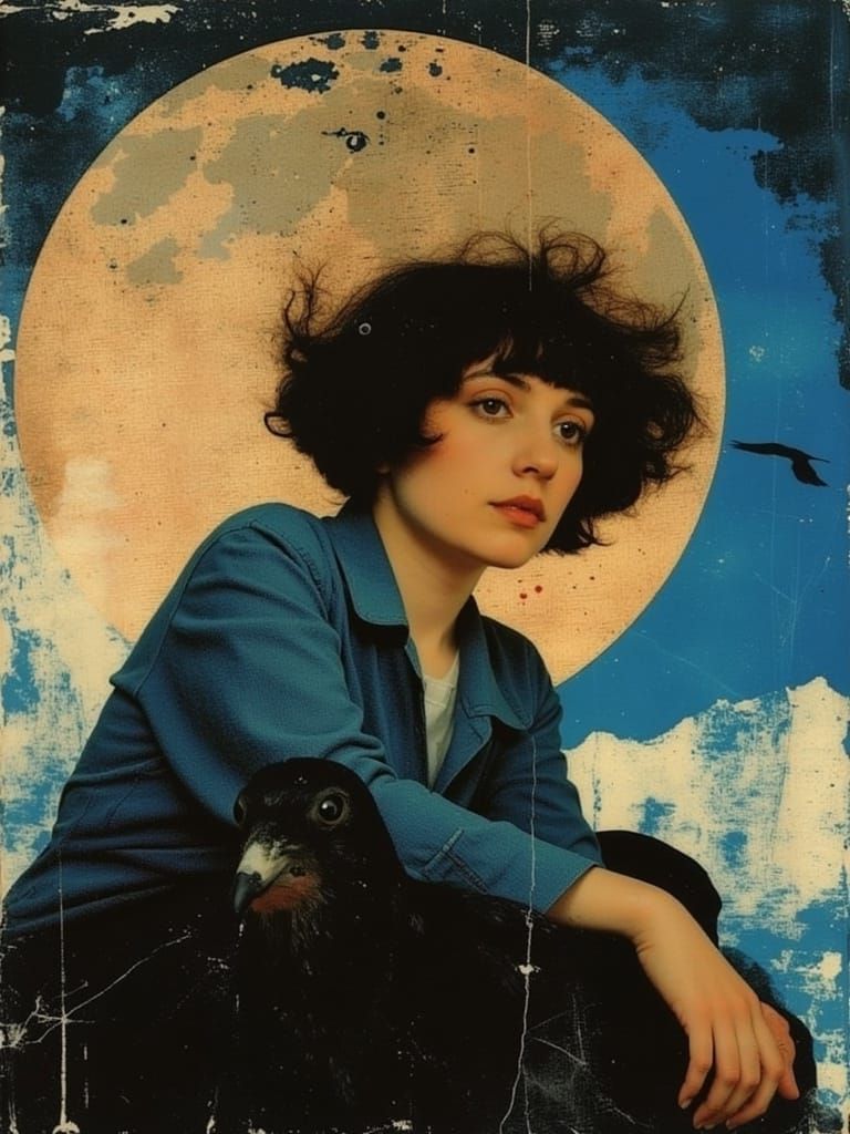 Woman Standing by a Window in Autochrome Style