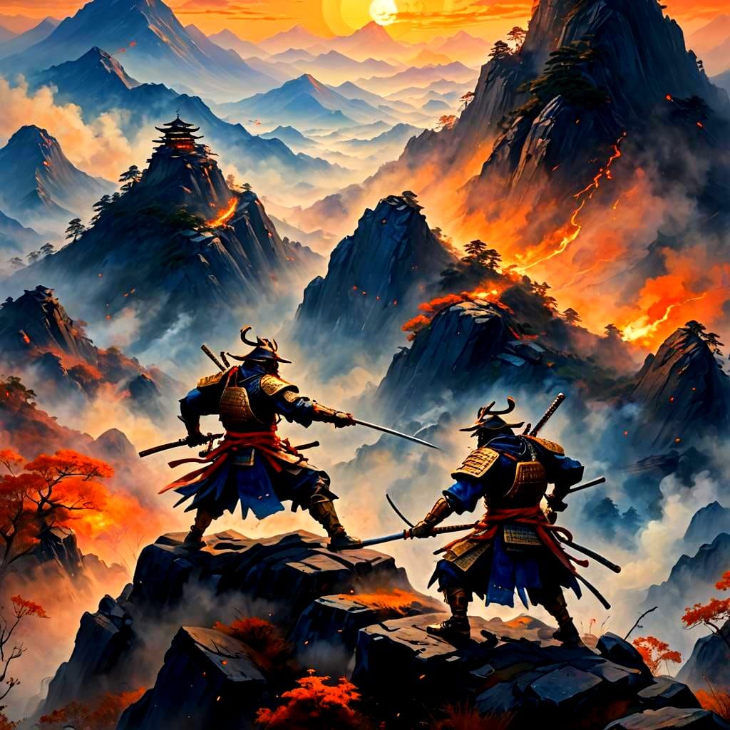 Samurai Battle: Detailed Oil Painting in Unreal Engine