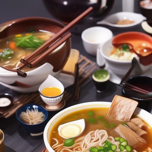 Anime Style Ramen Bowl Illustration