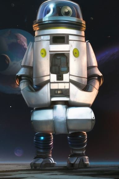 Robot with hands in pockets