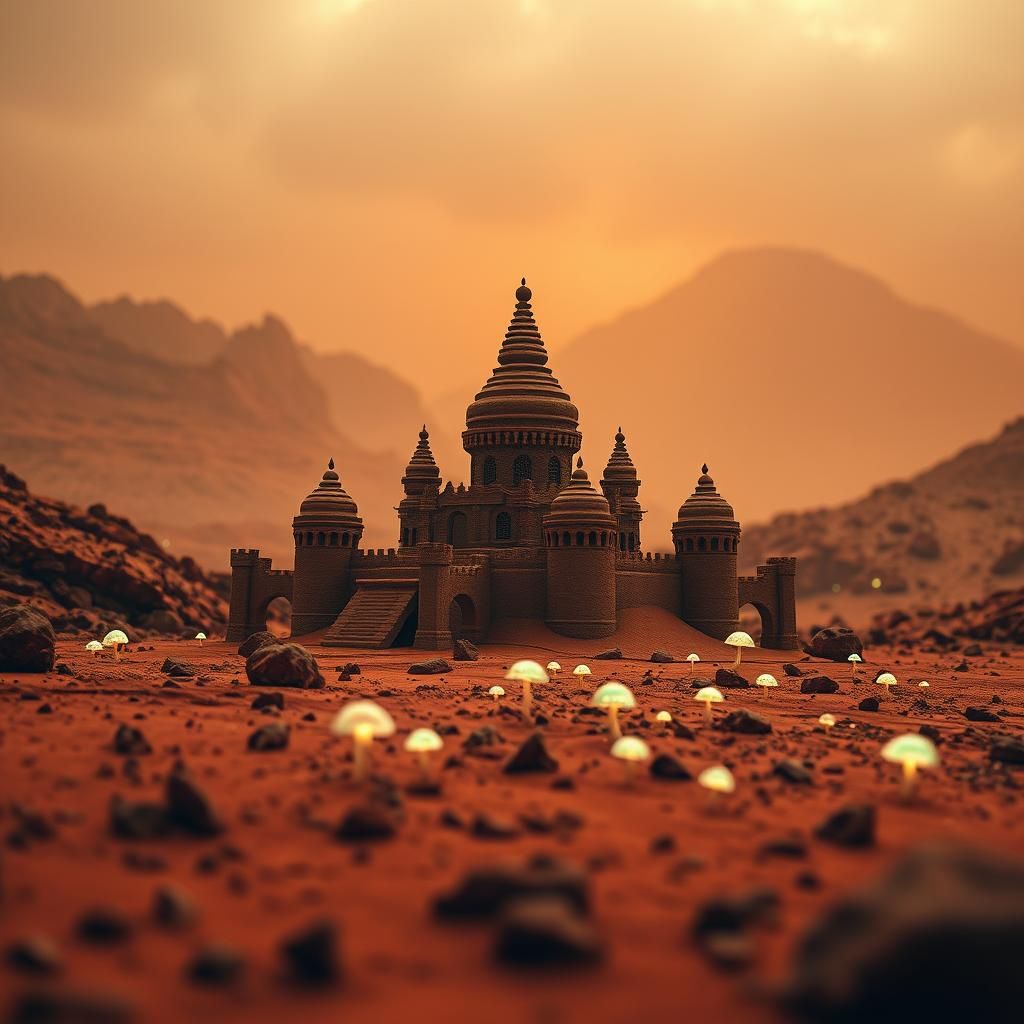 Martian Sandcastle in Low-Poly Sci-Fi Art