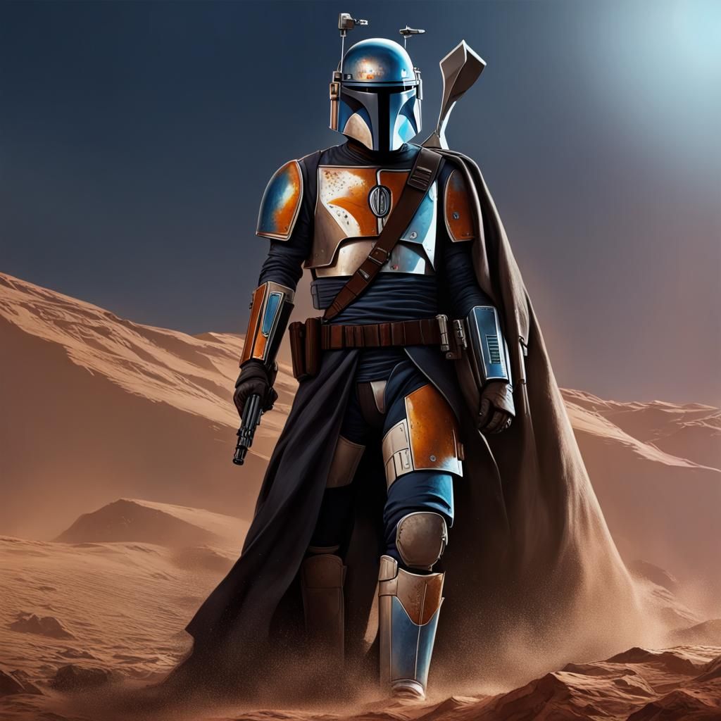 Hyperrealistic Jango Fett Splash Art Portrait