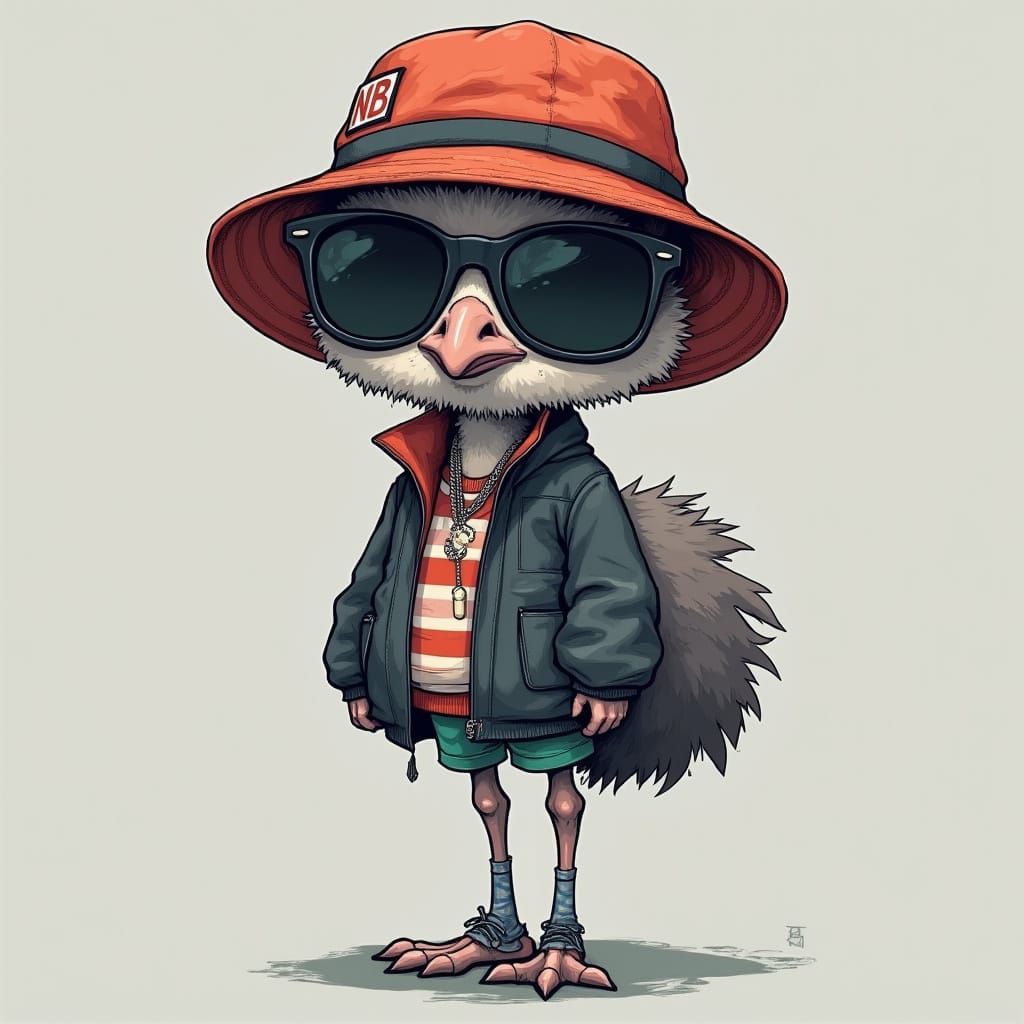 Emu with Sunglasses in Urban Pop Surrealism
