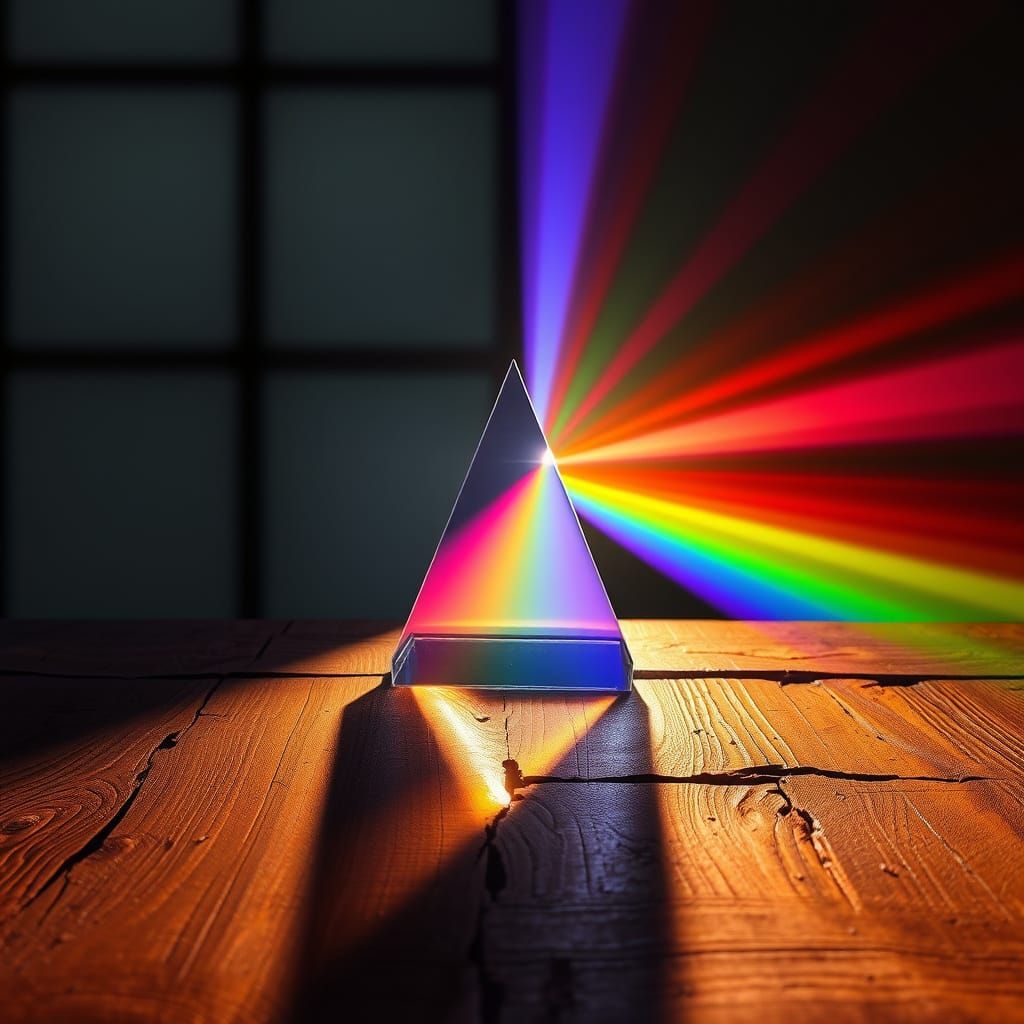 Light Splitting Through Prism Creates Rainbow