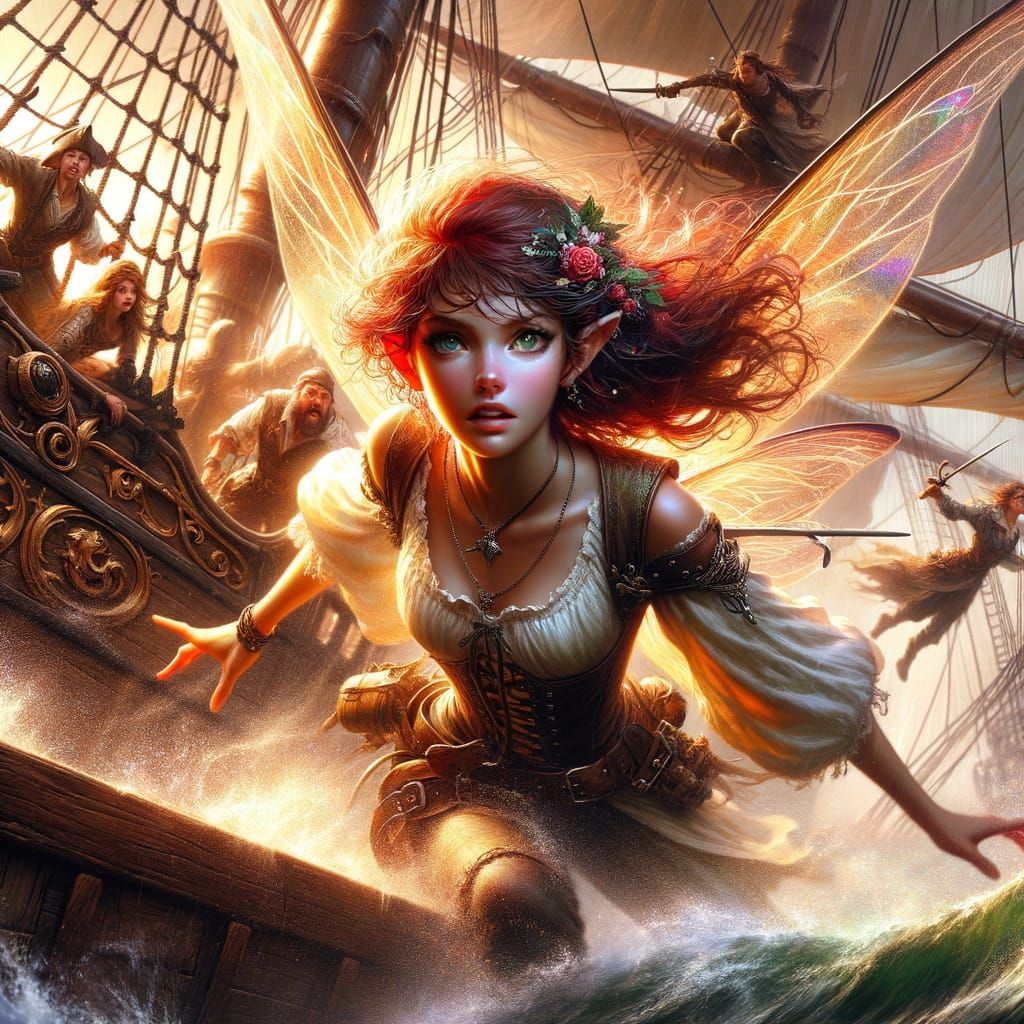 Enchanted Rogue Fairy Princess in Epic Fantasy Battle