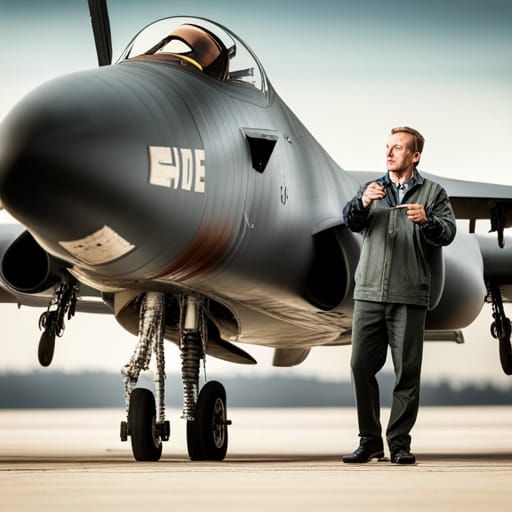 Engineer Working on a Fighter Jet