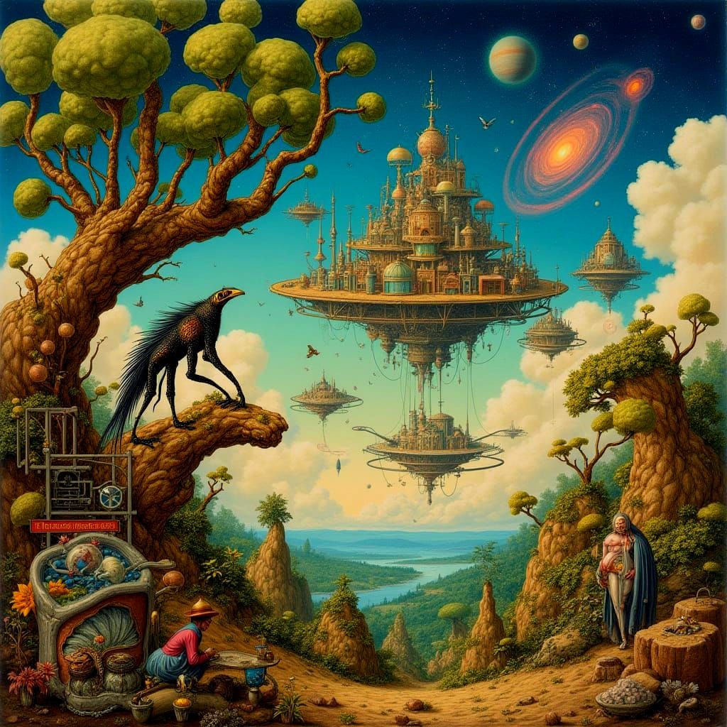 Surreal Alien Ecosystem Inspired by Codex Seraphinianus