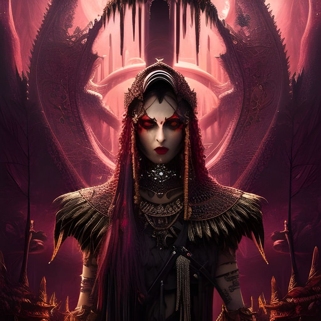 Angry Goth in Voodoo Costume, Photorealistic Fantasy Art