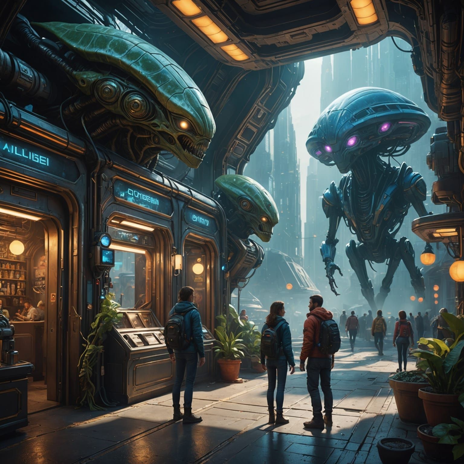 Humans and aliens
