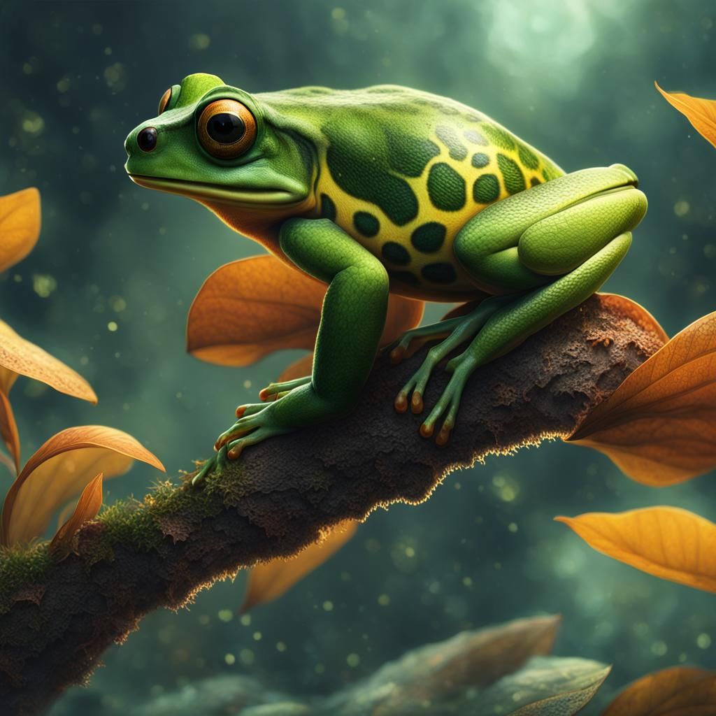 Dramatic Leaf Frog in Digital Matte Painting