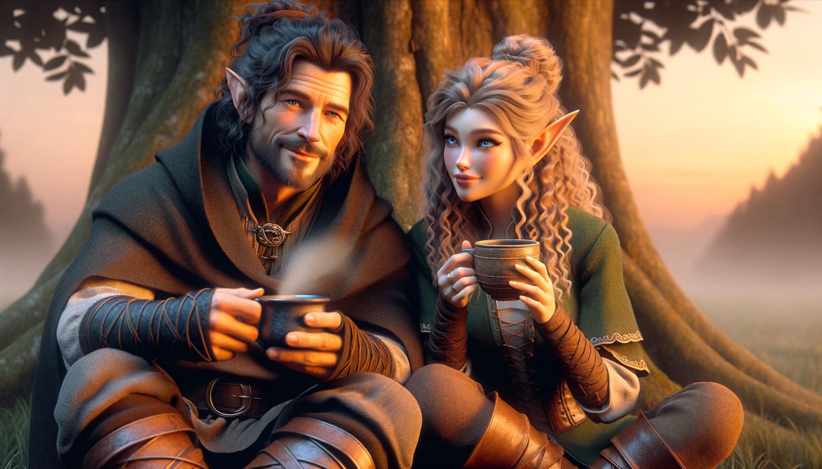 Ranger and Elf Enjoying Morning Sunrise