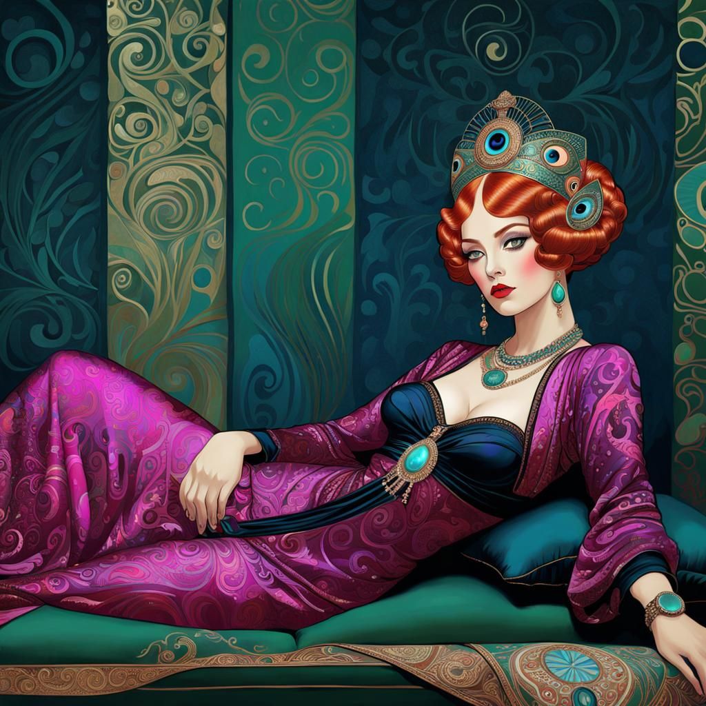 Art Deco Woman with Detailed Eyes