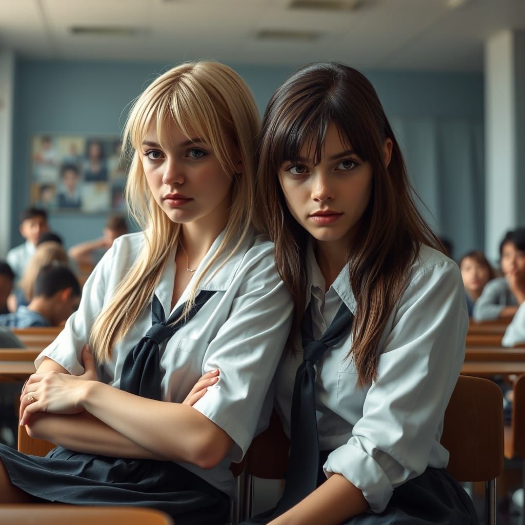 Teenage Girls Sweating in Classroom: Realistic Image