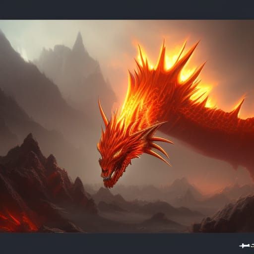 Spiky Fire Dragons in Detailed Matte Painting