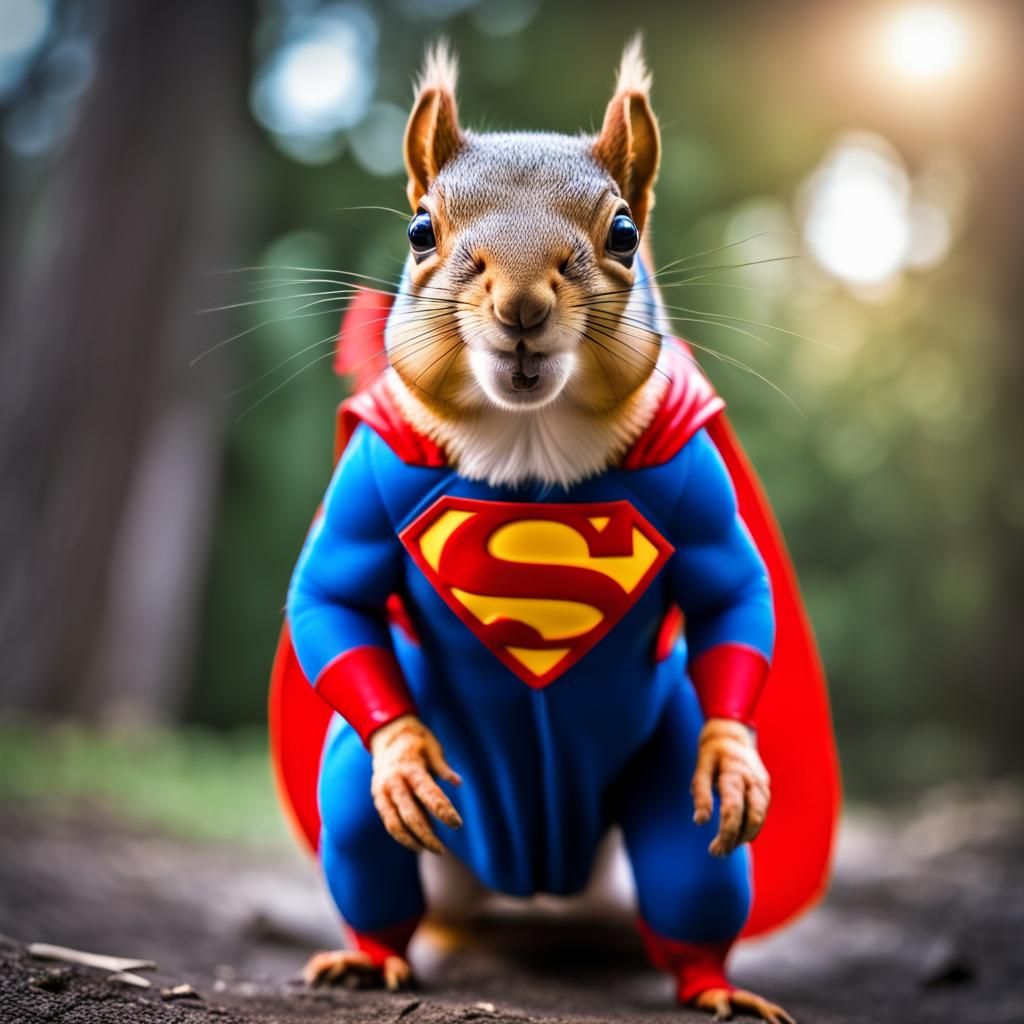 Hyperrealistic Squirrel Superhero in Flight
