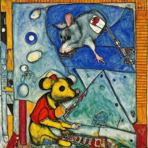 Mouse with Key: Expressionist Dreamscape