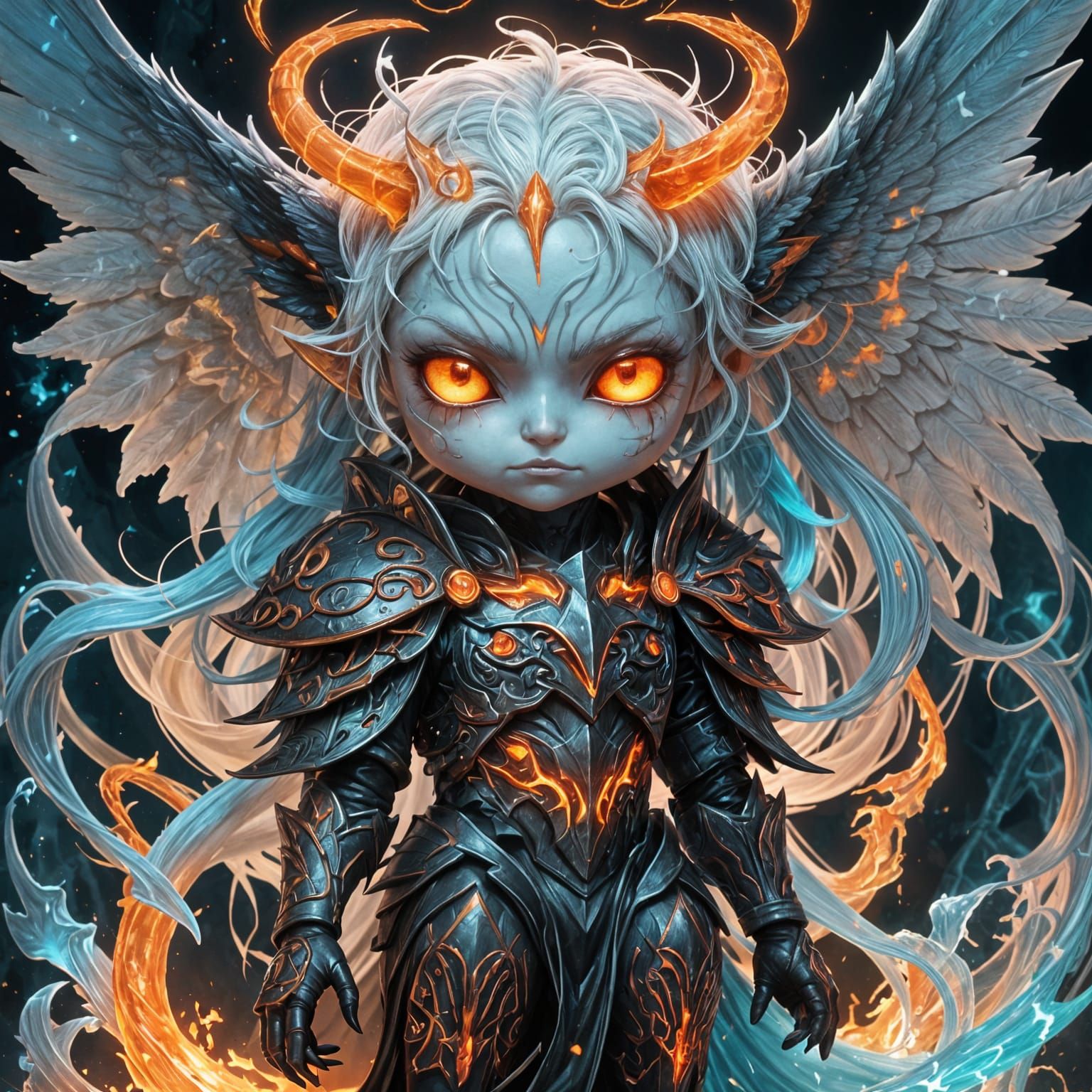 Chibi Demon Angel of Good and Evil