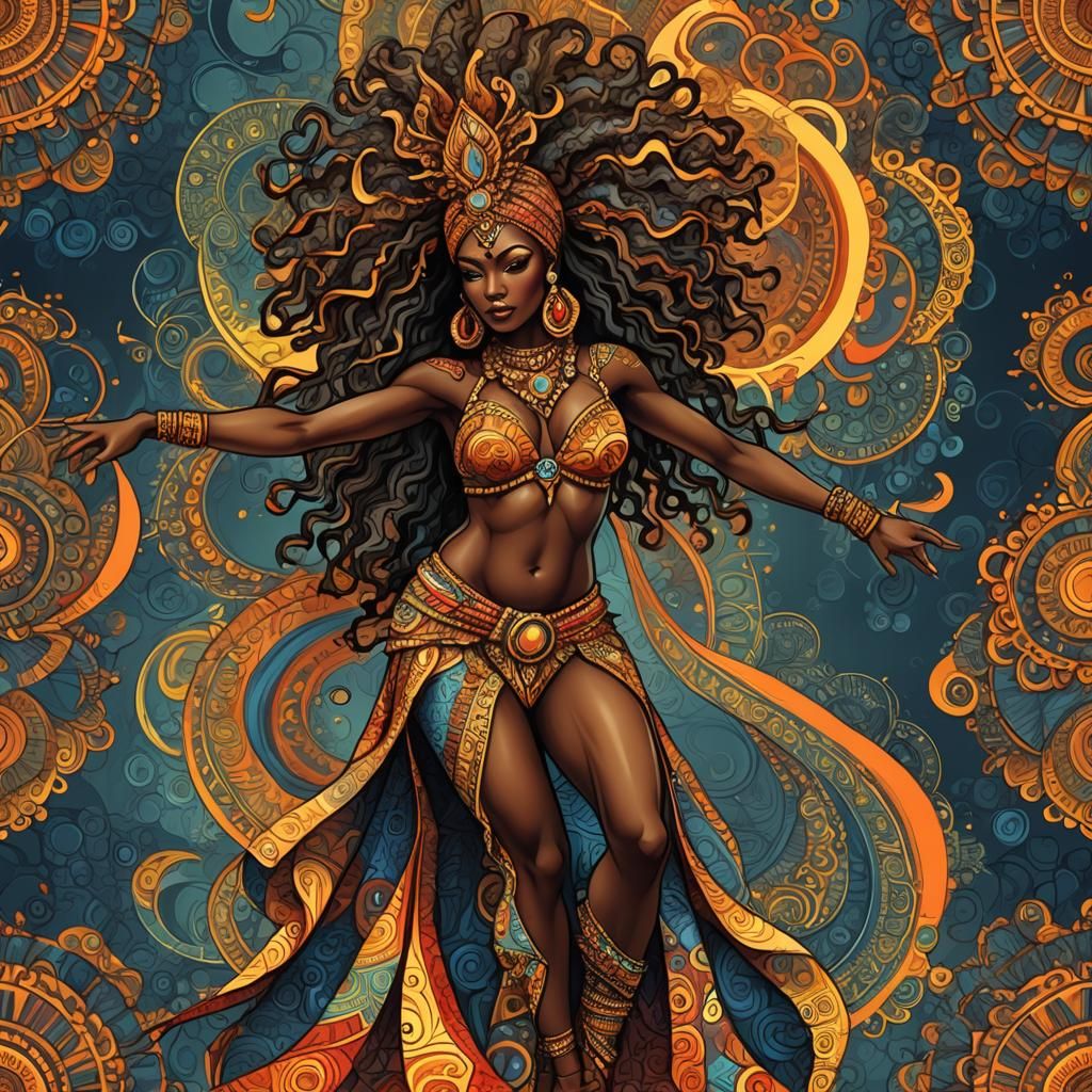 African Dancer in Abstract Fractal Design