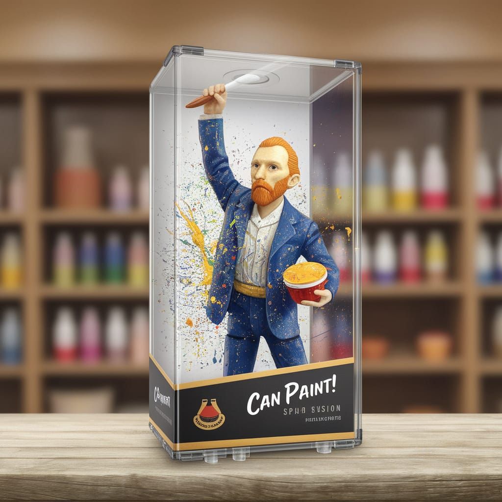 Vincent Van Gogh in Action as a Vibrant Paint Splash Art Fig...