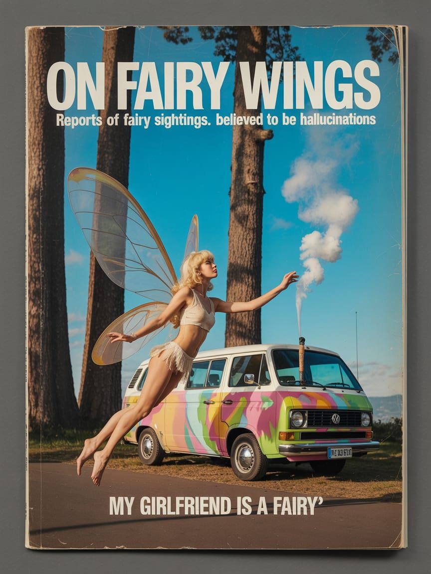 Vintage '70s Magazine Cover: Fairy with Psychedelic Van