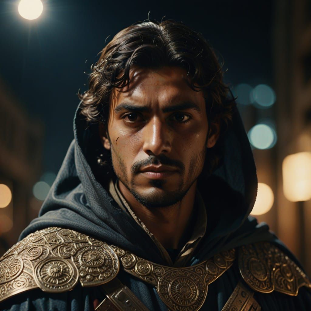 Hyperrealistic Portrait of a Yemeni Adventurer Superhero