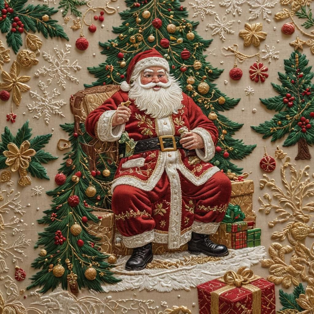 Magical Christmas Embroidery Masterpiece in Festive Colors