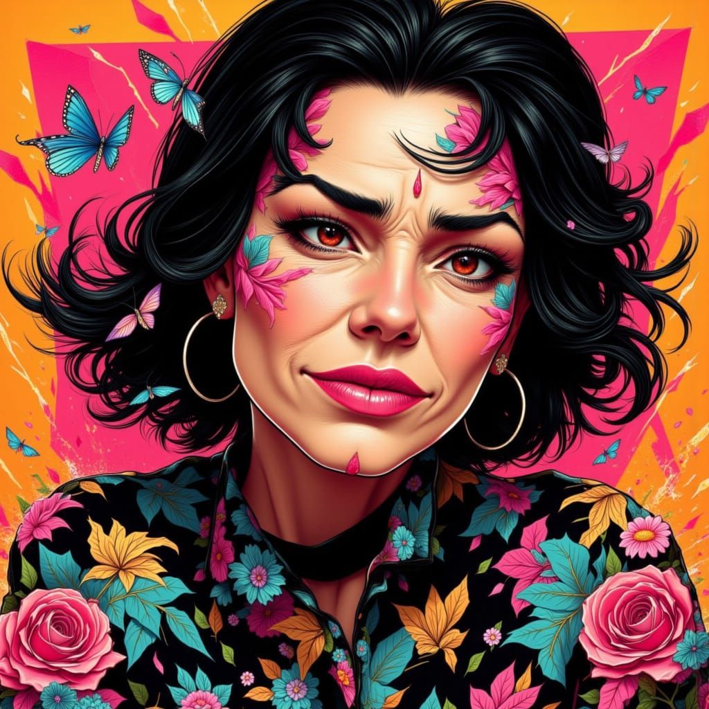 Strong, Modern Woman in Graphic Pop Art Style