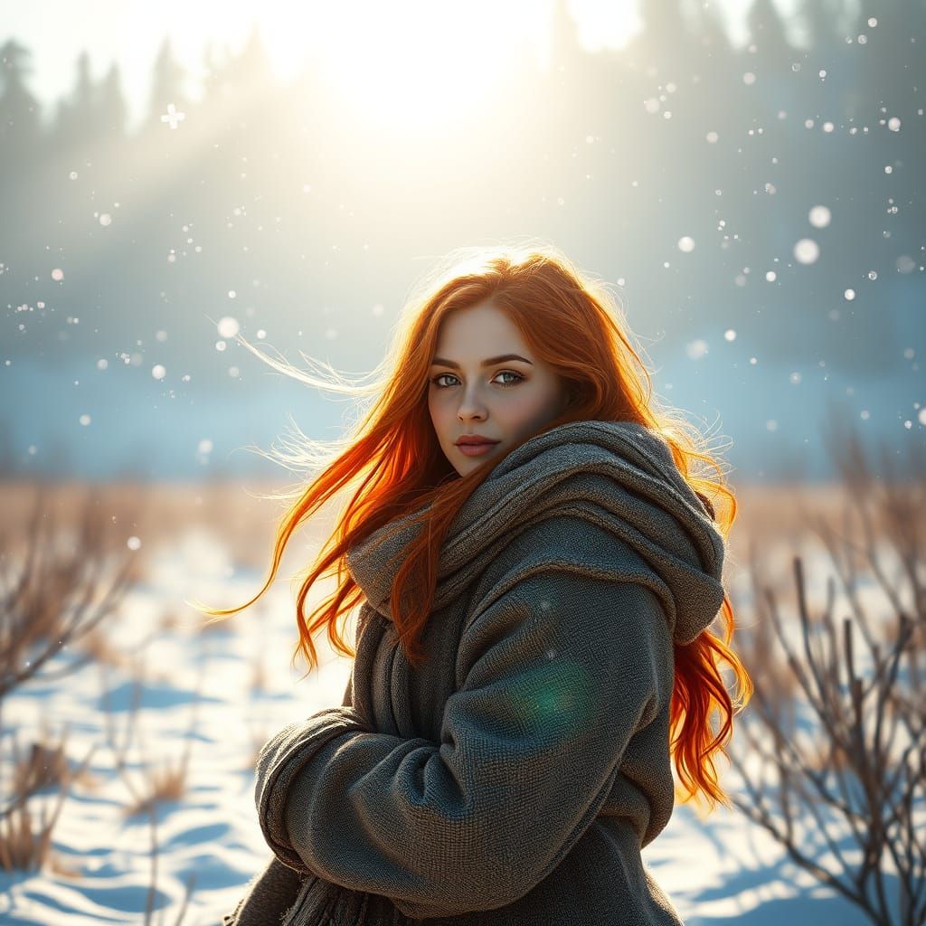 Romantic Winter Scene in Vibrant Triadic Colors