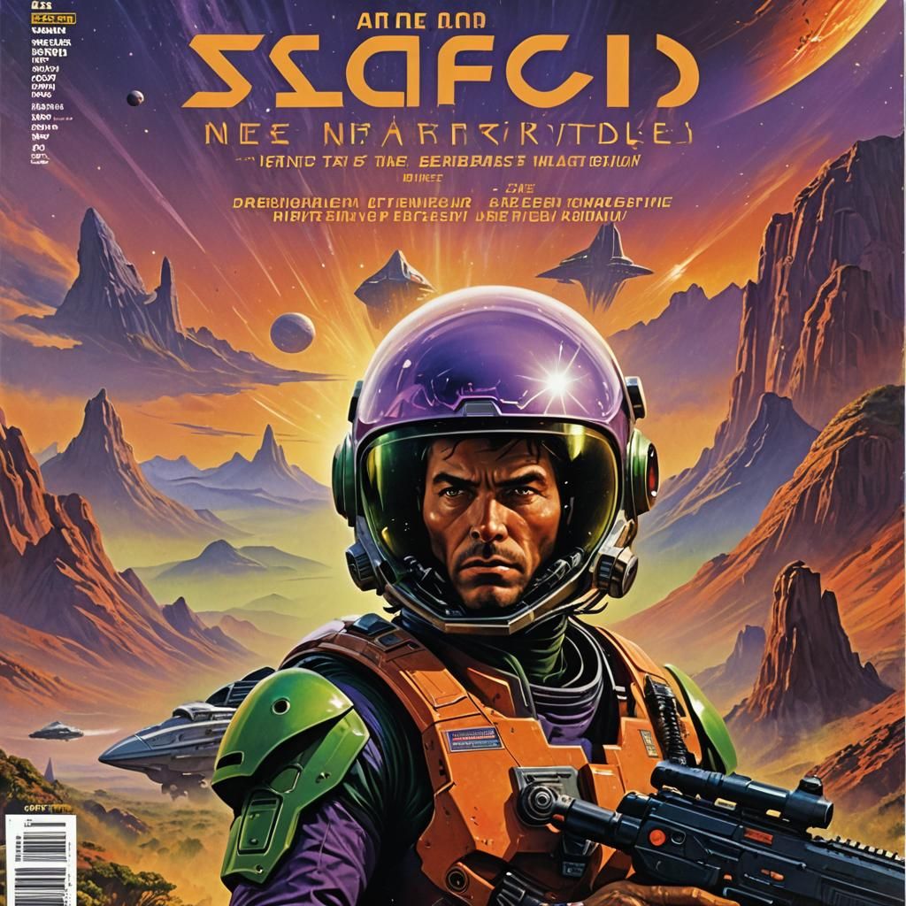 Sci-Fi Magazine Cover: Alien Invasion on Distant Planet