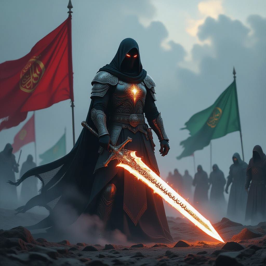 Islamic Warrior With Divine Light And Shining Sword