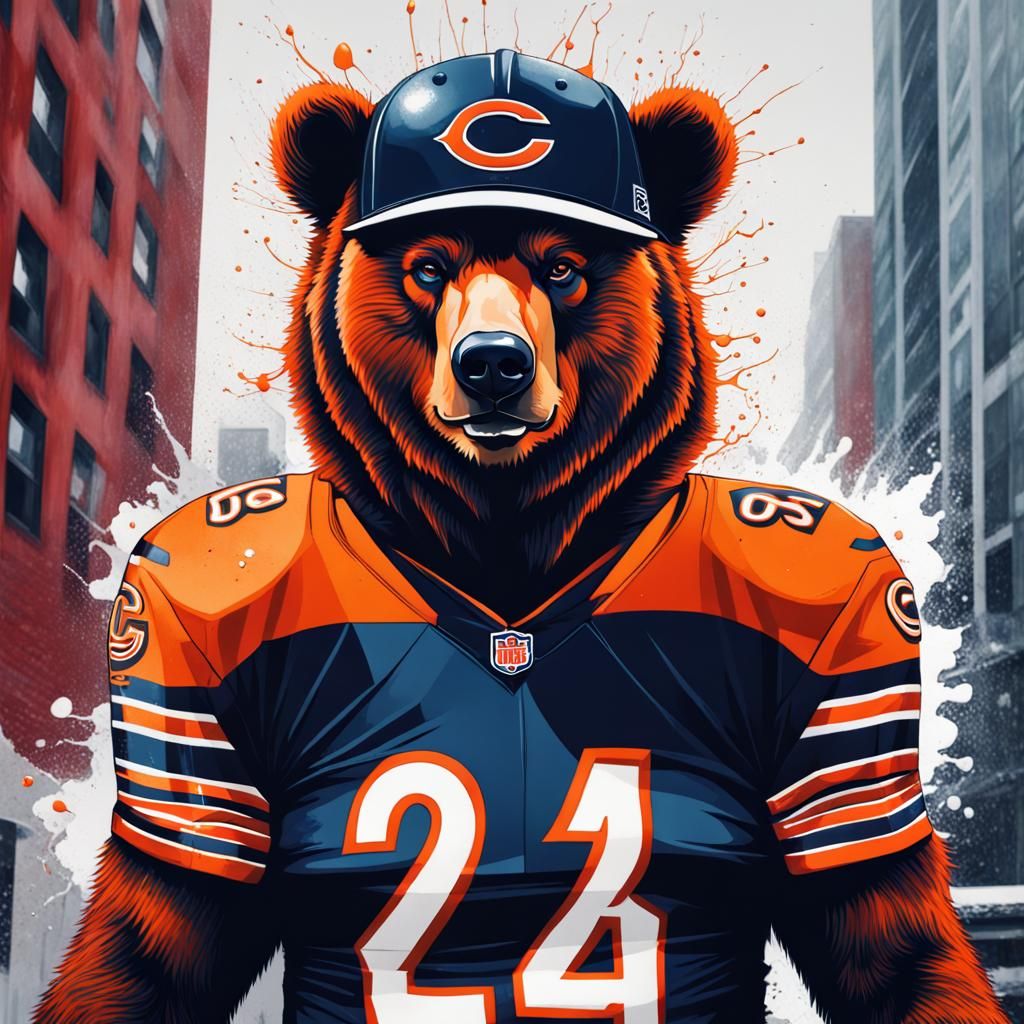 Bear in Chicago Bears Uniform, Graffiti Art