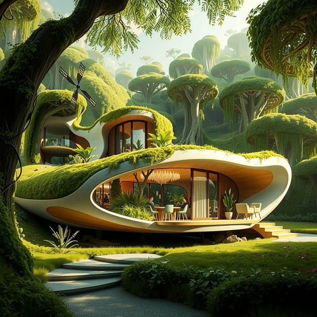 Wonderful combination of nature and human architectural art and energy generation