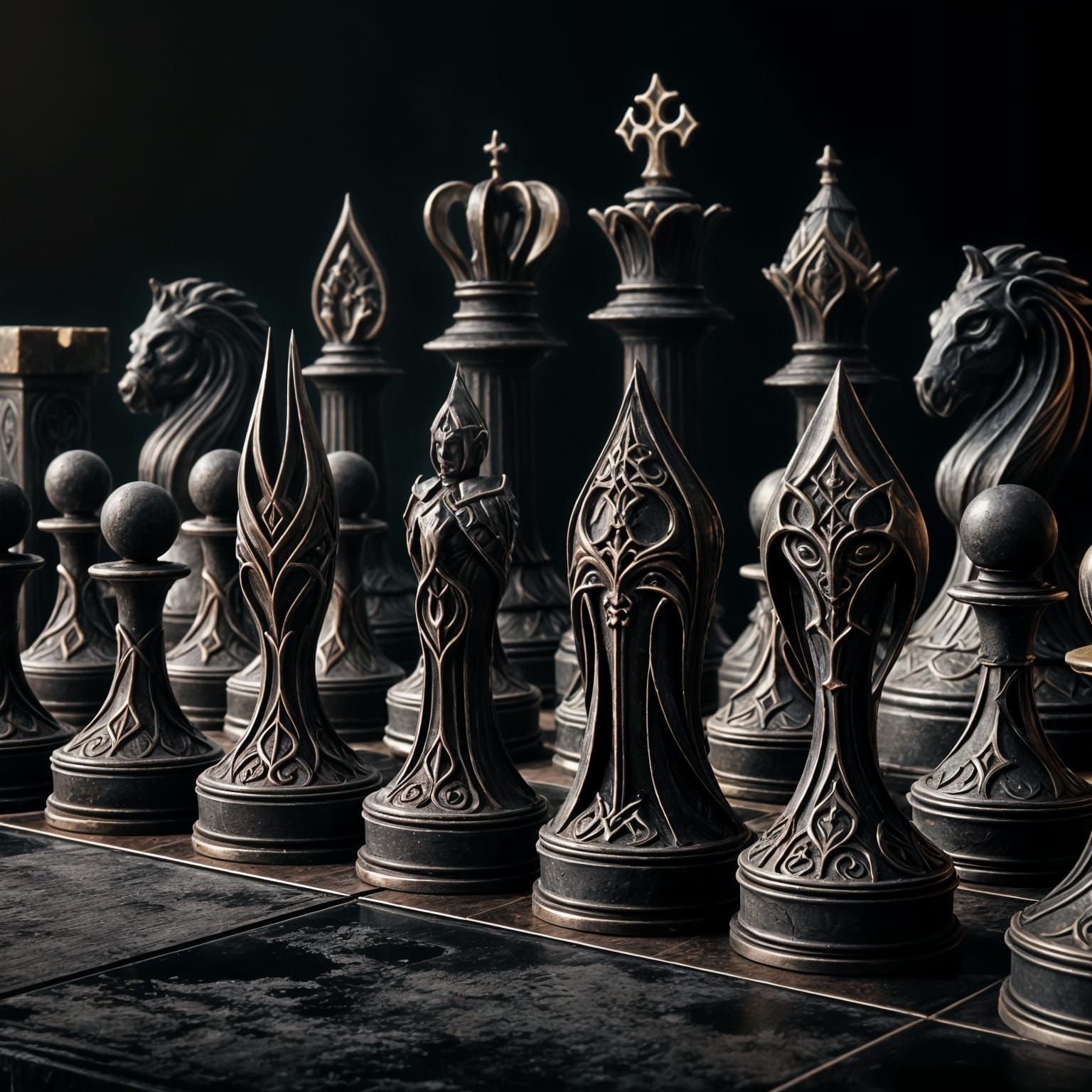 Dark Fantasy Chess Set in Gothic Style