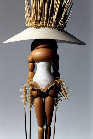 Spiked Wooden Doll with Bird Head, Archival Photo