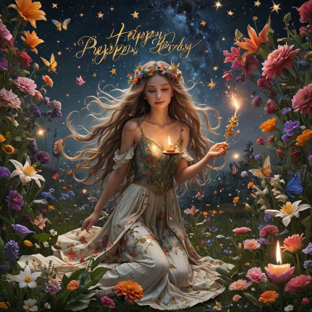 Mystical Fairies and Flowers Digital Collage in 8K