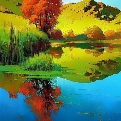 Abstract Reflections Impressionistic Style