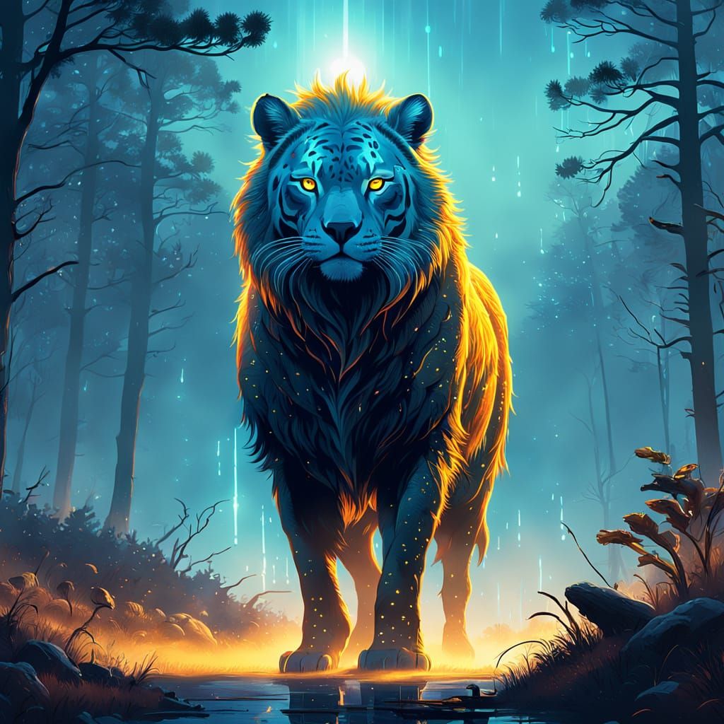 Ethereal Glowing Animal in Dreamlike Landscape