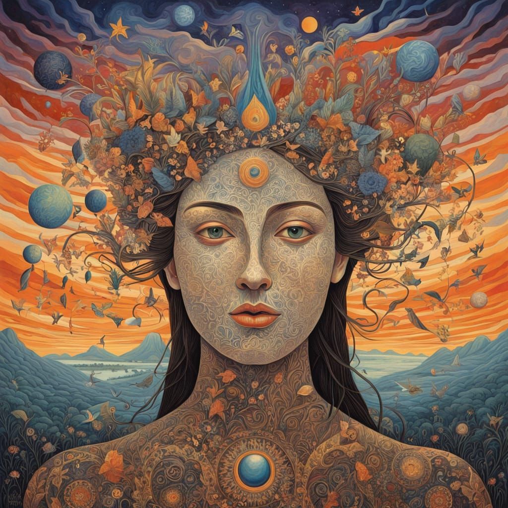 Ethereal Bio Art Collage in Cosmic Style