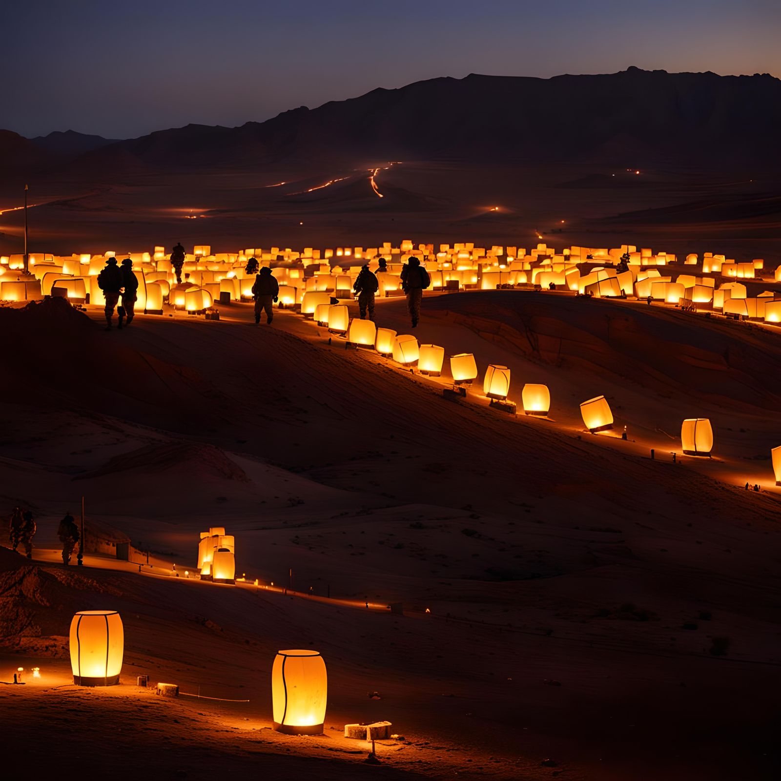 Israeli Military Base at Night in Realistic Style