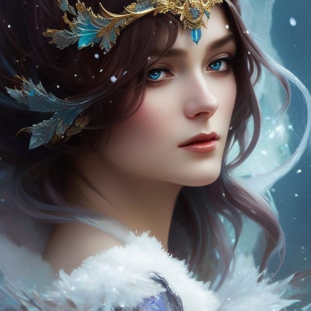 Beautiful Winter Fairy Portrait in Artgerm Style