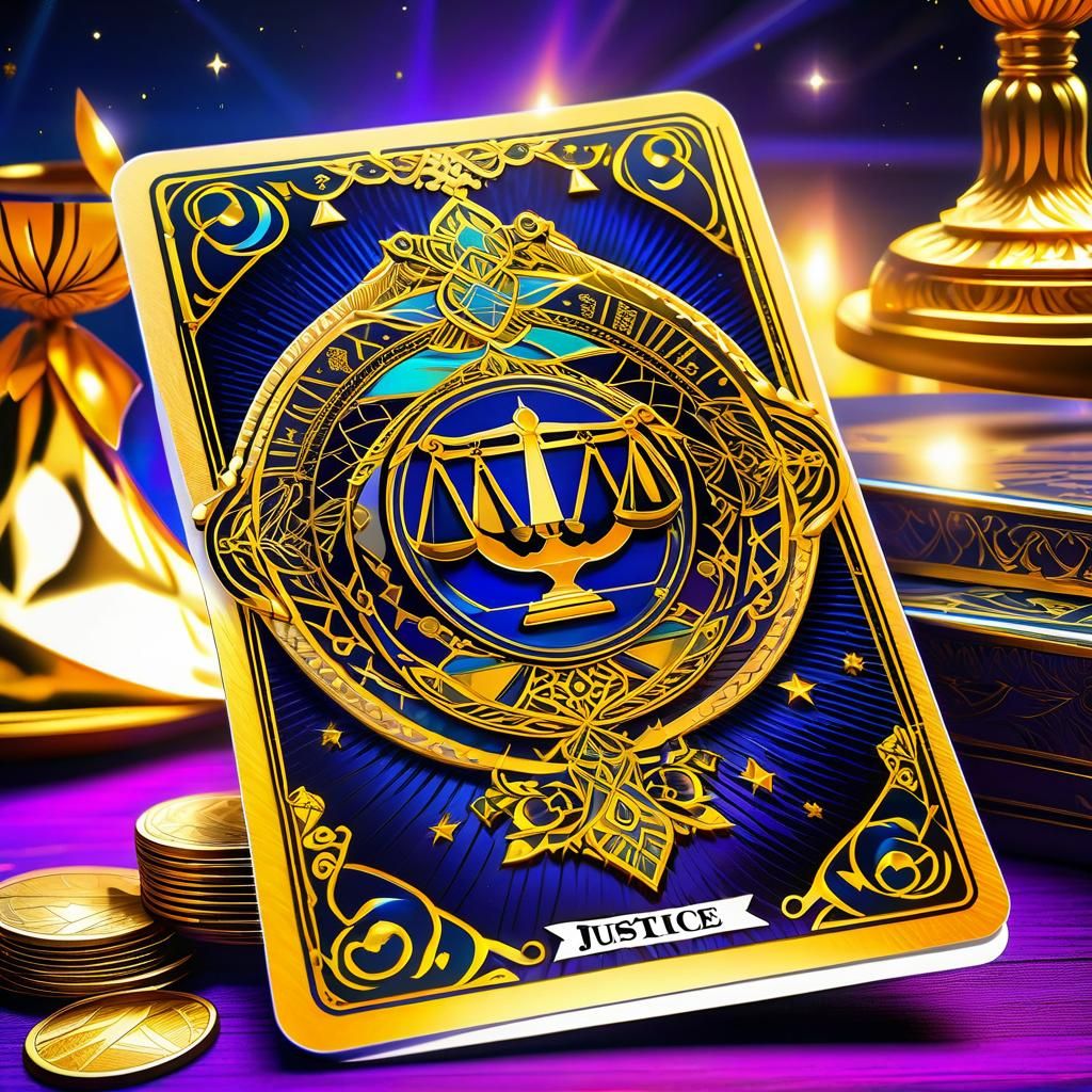 Modernized Justice Tarot Card in Japanese Style