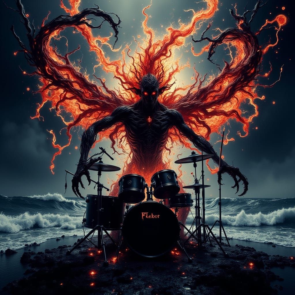 Surreal Metal Cover Art in Cyberpunk Style