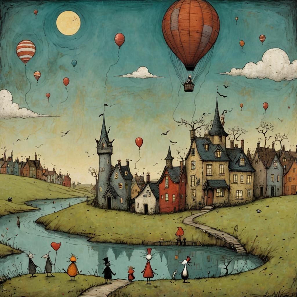 Dreamland Fantasy Illustration in Whimsical Style