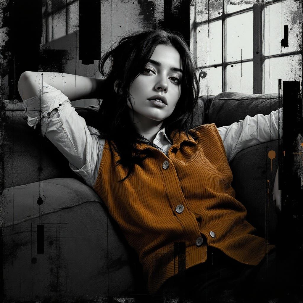 Contemplative Portrait in Geometric Abstraction