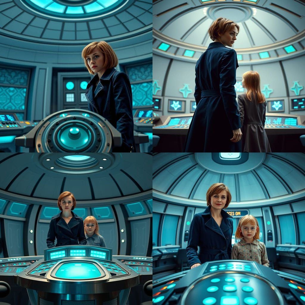 The TARDIS Control Room with Two Figures