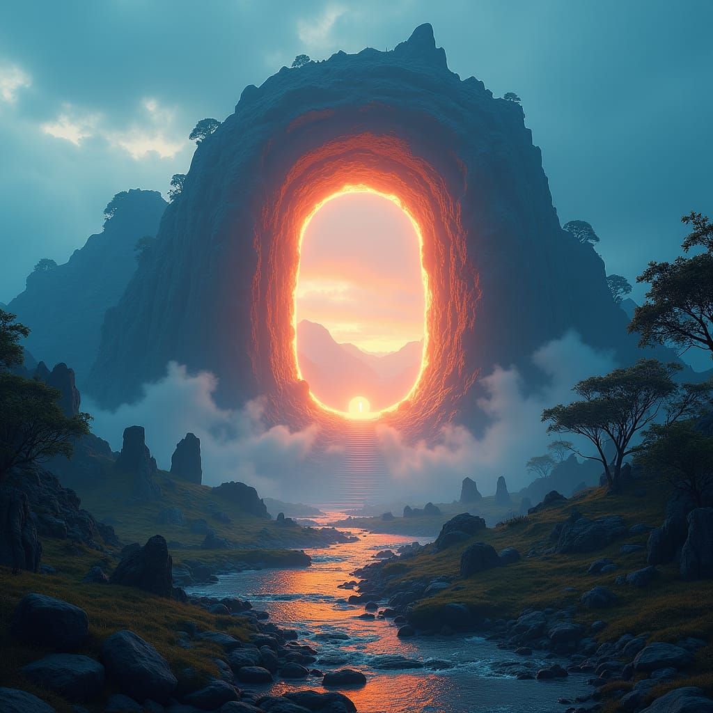 Mystical Portal in High-Fantasy Landscape, Matte Painting