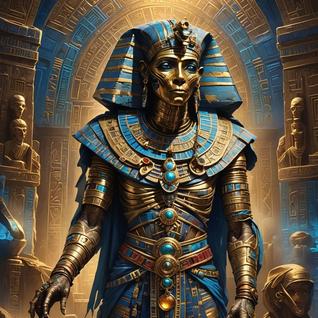 Ornate Mummy Portrait in Fantasy Egyptian Style