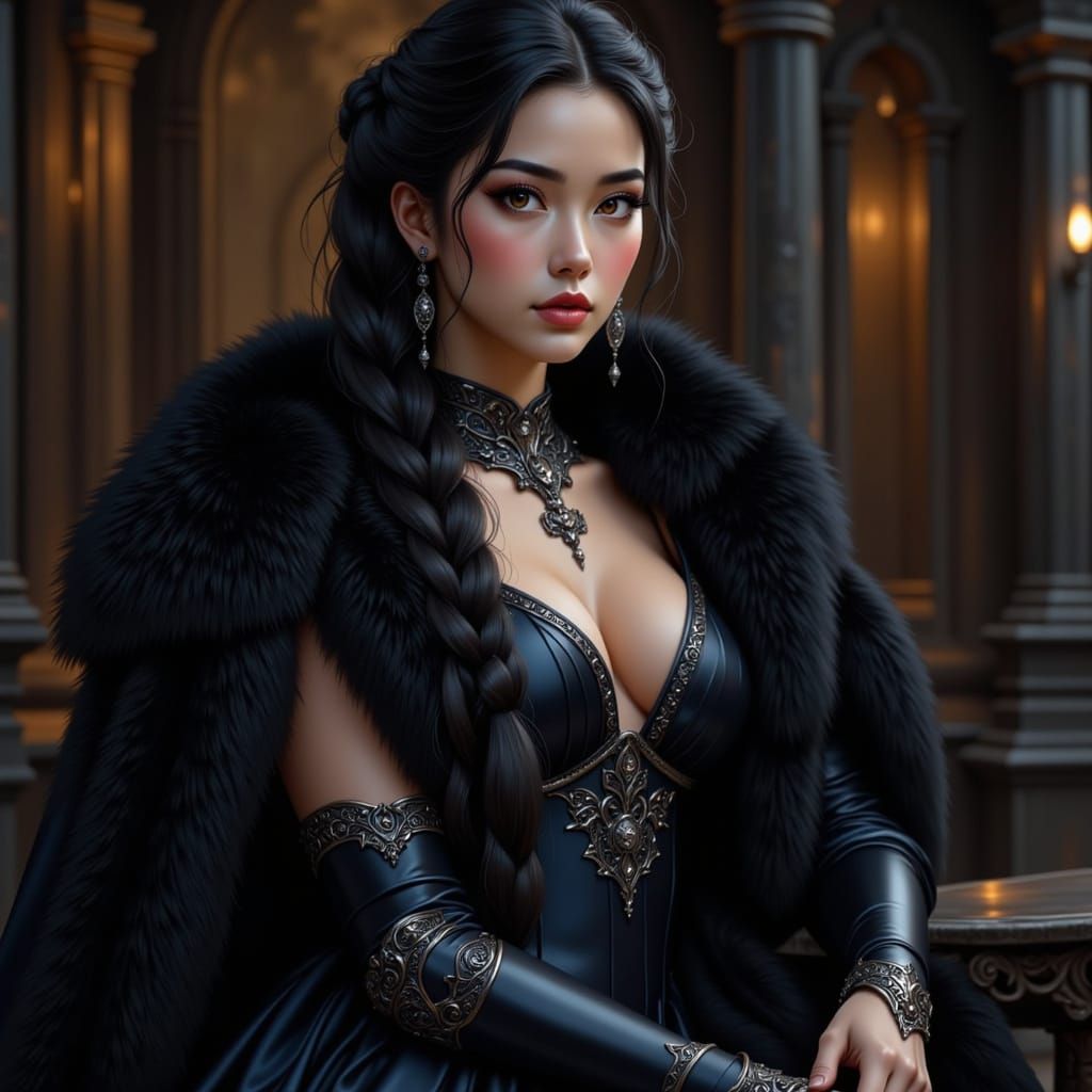Elegant Asian Woman in Medieval Fantasy Style