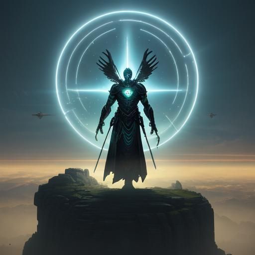 Heroic Alien Hybrid in Mystical Temple: Digital Illustration