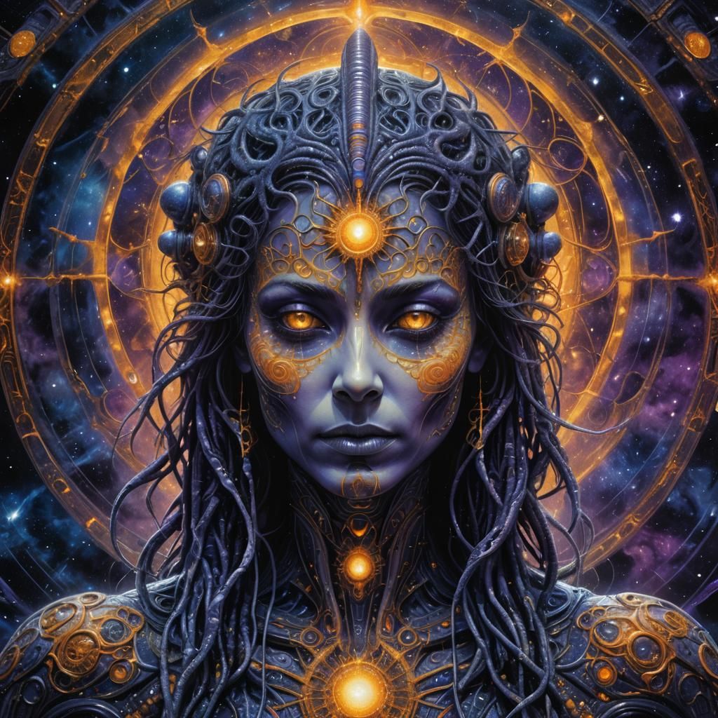 Ethereal Cosmic Being Portrait in Dreamlike Setting